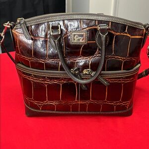 Dooney & Bourke Brown Croc Embossed Satchel